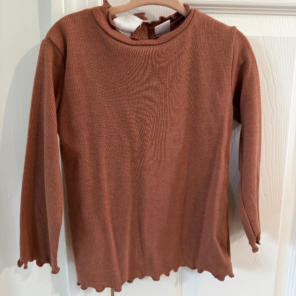 Toddler girl Mock Neck Top (Brown)